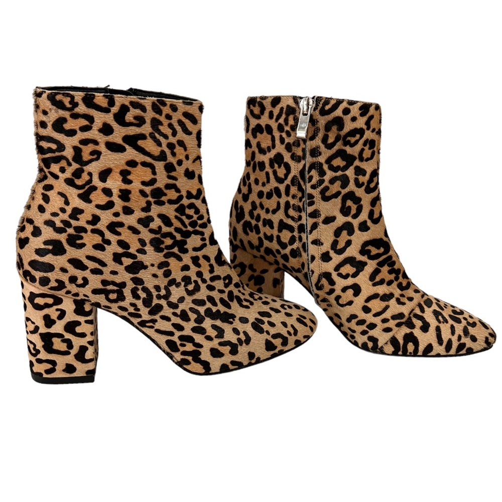 HALOGEN Alexa Leopard Print Calf Hair Ankle Boots 5M